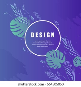 Vector floral abstract leaf background design. Modern nature template for banner, flyer, card, invitations, brochure and poster. Abstract floral  round frame