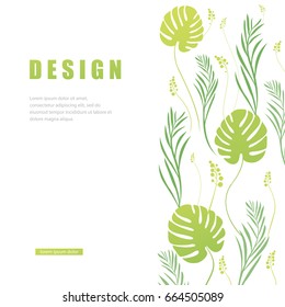 Vector floral abstract leaf background design. Modern nature template for banner, flyer, card, invitations, brochure and poster. Abstract floral frame