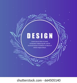 Vector floral abstract leaf background design. Modern nature template for banner, flyer, card, invitations, brochure and poster. Abstract floral  round frame