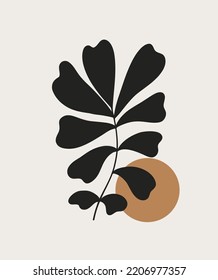 Vector floral abstract posters, stories, cards, flyers, brochures. Contemporary minimalist organic shapes Matisse inspired. Graphic illustrations, branches with leaves. Set of contemporary wall art.