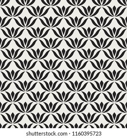 Vector floral abstract seamless pattern. Geometric classical background with leaves. Retro stylish texture.