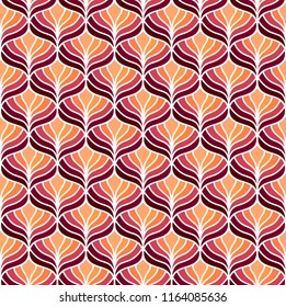 Vector floral abstract seamless pattern. Geometric classical background with leaves. Retro stylish texture.