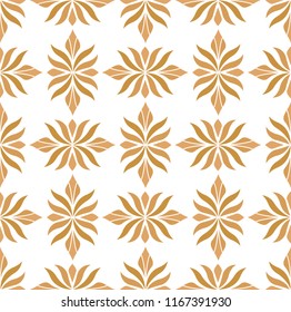 Vector floral abstract seamless pattern. Geometric classical background with leaves. Retro stylish texture.