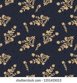 Vector floral abstract seamless pattern. Background for paper, cover, fabric, textile. Golden flowers