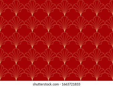 Vector floral abstract seamless pattern. Geometric classical background with leaves. Retro stylish texture.