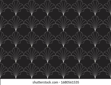 Vector floral abstract seamless pattern. Geometric classical background with leaves. Retro stylish texture.
