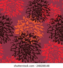 Vector floral abstract seamless pattern with flowers