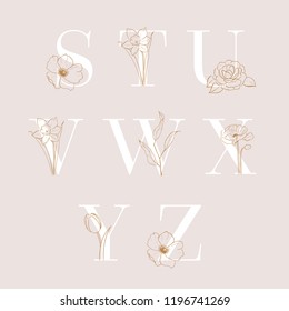 Vector floral alphabet letters