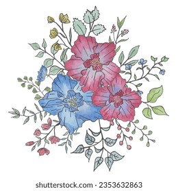 Vector floral arrangement collection. Watercolor illustration