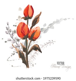 Vector Floral Arrangement for Greeting Card or Invitation Design.