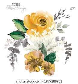 Vector Floral Arrangement for Greeting Card or Invitation Design.