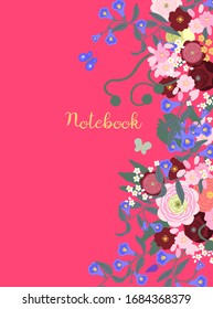 Vector. Floral arrangement template for textile, postcards, banners, flyers and others. 