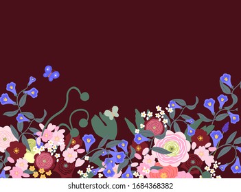  Vector. Planta de disposición floral para textiles, postales, banners, volantes y otros. 