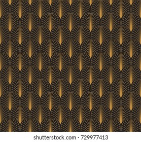 Vector Floral Art Deco Seamless Pattern. Geometric decorative leaves texture. Retro art nouveau stylish background. 