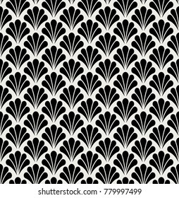 Vector Floral Art Deco Seamless Pattern. Geometric decorative leaf texture. Retro stylish background. 