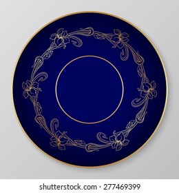 Vector floral art nouveau iris ornament for decorative plate.