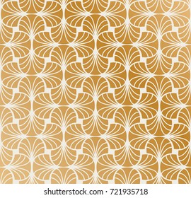 Vector Floral Art Nouveau Pattern. Geometric decorative leaves texture. Golden Retro stylish background. 