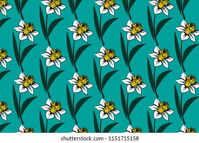 Vector de estampado floral nouveau, fondo azul, para textiles, papel pintado