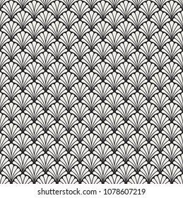 Vector Floral Art Nouveau Seamless Pattern. Geometric decorative leaves texture. Retro stylish background. 