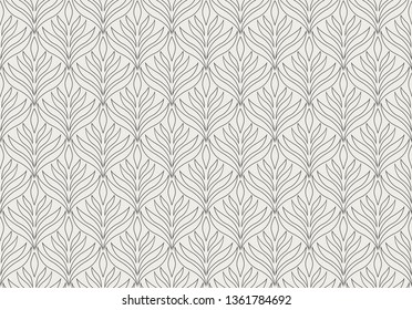 Vector Floral Art Nouveau Seamless Pattern. Geometric decorative leaves texture. Retro stylish background. 