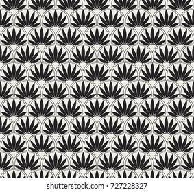 Vector Floral Art Nouveau Seamless Pattern. Geometric decorative leaves texture. Retro stylish background. 
