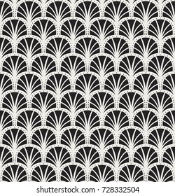 Vector Floral Art Nouveau Seamless Pattern. Geometric decorative leaves texture. Retro stylish background. 