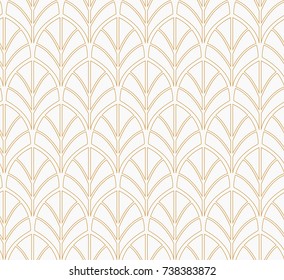 Vector Floral Art Nouveau Seamless Pattern. Geometric Decorative Leaves Texture. Retro Stylish Background. 