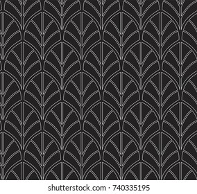 Vector Floral Art Nouveau Seamless Pattern. Geometric decorative leaves texture. Retro stylish background. 