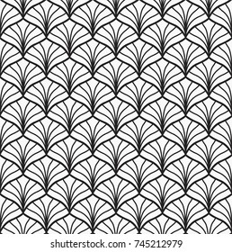 Vector Floral Art Nouveau Seamless Pattern. Geometric decorative leaves texture. Retro stylish background. 