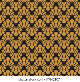 Vector Floral Art Nouveau Seamless Pattern. Geometric decorative leaves texture. Retro stylish background. 