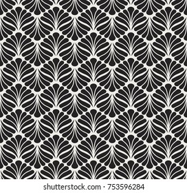 Vector Floral Art Nouveau Seamless Pattern. Geometric decorative leaves texture. Retro stylish background. 