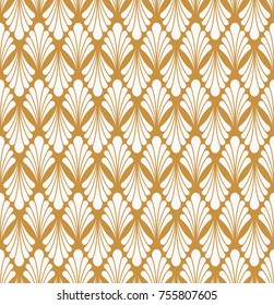 Vector Floral Art Nouveau Seamless Pattern. Geometric decorative leaves texture. Retro stylish background. 