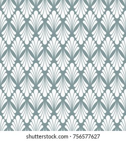 Vector Floral Art Nouveau Seamless Pattern. Geometric decorative leaves texture. Retro stylish background. 