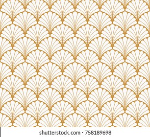 Vector Floral Art Nouveau Seamless Pattern. Geometric decorative leaves texture. Vintage motif stylish background. 