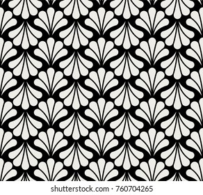 Vector Floral Art Nouveau Seamless Pattern. Geometric decorative leaves texture. Retro stylish background. 