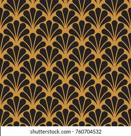 Vector Floral Art Nouveau Seamless Pattern. Geometric decorative leaves texture. Retro stylish background. 