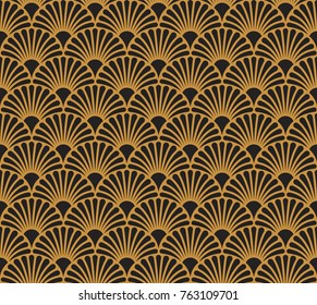 Vector Floral Art Nouveau Seamless Pattern. Geometric decorative leaves texture. Retro stylish background. 