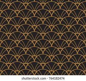 Vector Floral Art Nouveau Seamless Pattern. Geometric decorative leaves texture. Retro stylish background. 