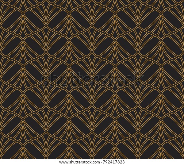 ベクター花柄のアールヌーボーシームレスな模様 幾何学的な装飾的な葉のテクスチャー レトロなスタイリッシュな背景 のベクター画像素材 ロイヤリティフリー