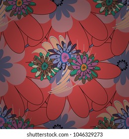 Vector floral art for textile, wallpaper, pattern fills, covers, surface, print, gift wrap. Seamless pattern in small cute flowers of lovely abstract elements in violet, beige and pink flowers.