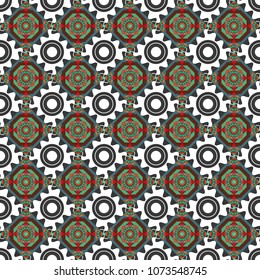 Vector floral art for textile, wallpaper, pattern fills, covers, surface, print, gift wrap. Seamless pattern in small cute flowers of lovely abstract elements in black, brown and green flowers.