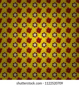 Vector floral art for textile, wallpaper, pattern fills, covers, surface, print, gift wrap. Seamless pattern in small cute flowers of lovely abstract elements in red, yellow and orange flowers.
