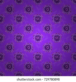 Vector floral art for textile, wallpaper, pattern fills, covers, surface, print, gift wrap, decoupage. Seamless pattern in small cute flowers of lovely abstract elements in violet and purple flowers.
