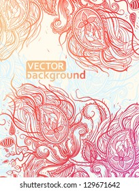 vector floral background with abstract doodles