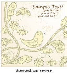 vector floral  background with a bird. clipping mask
