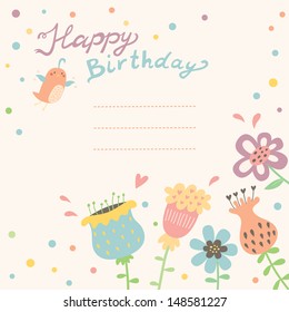 Vector floral background. Birthday card design.