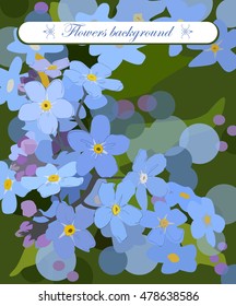 Vector floral background , blue flowers, gift card