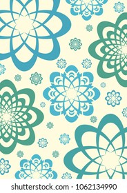 vector floral background with blue patterns on beige