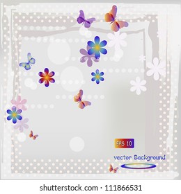 vector floral background with butterflies