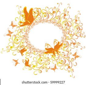 Vector floral background with butterfly